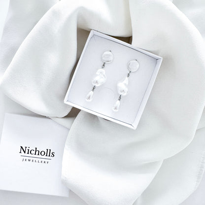 Imitation Pearl Silver Cloud Dreamer Statement Earrings