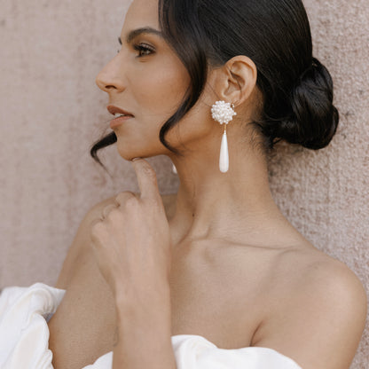 Etta Cluster and Long Elegant Pearl Earrings