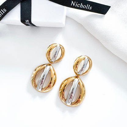 Two-Tone Statement Double Circle Earrings