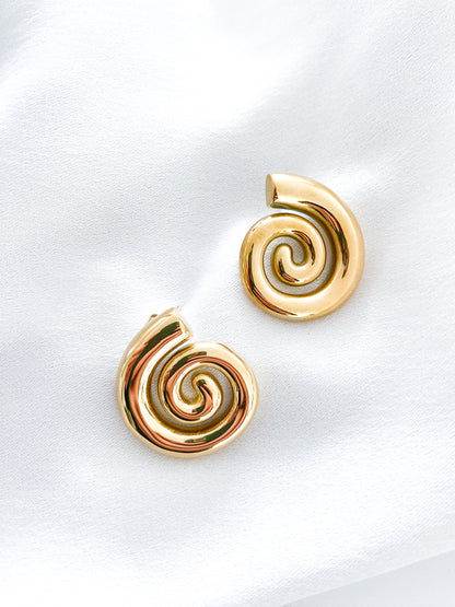 Spiral Gold Statement Earrings