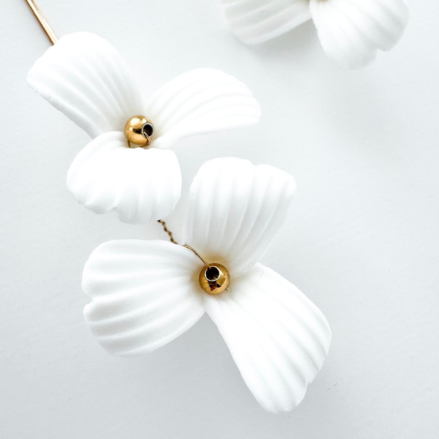 Fleur Double Porcelain Flower Dangle Earrings