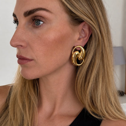 Sculptural Gold Statement Earrings | Waterproof 18k Gold PVD Earrings
