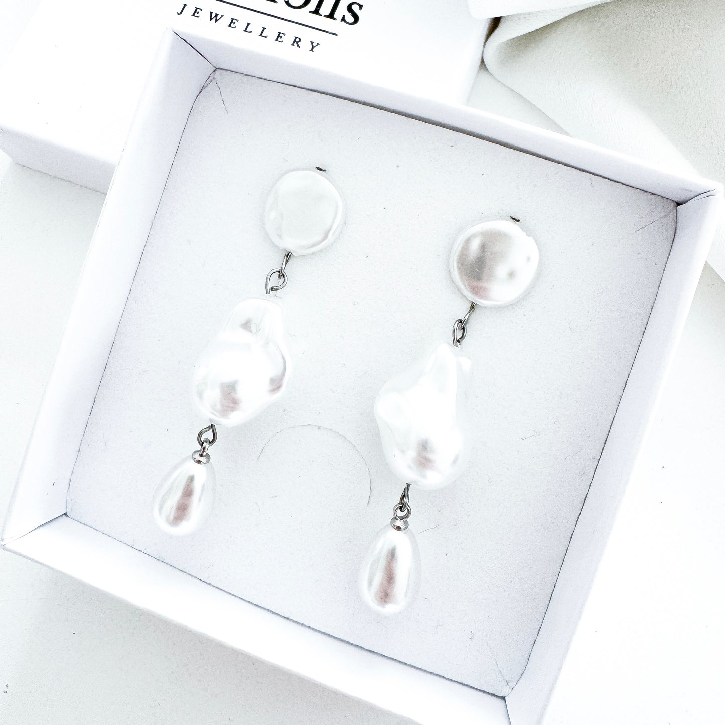 Imitation Pearl Silver Cloud Dreamer Statement Earrings