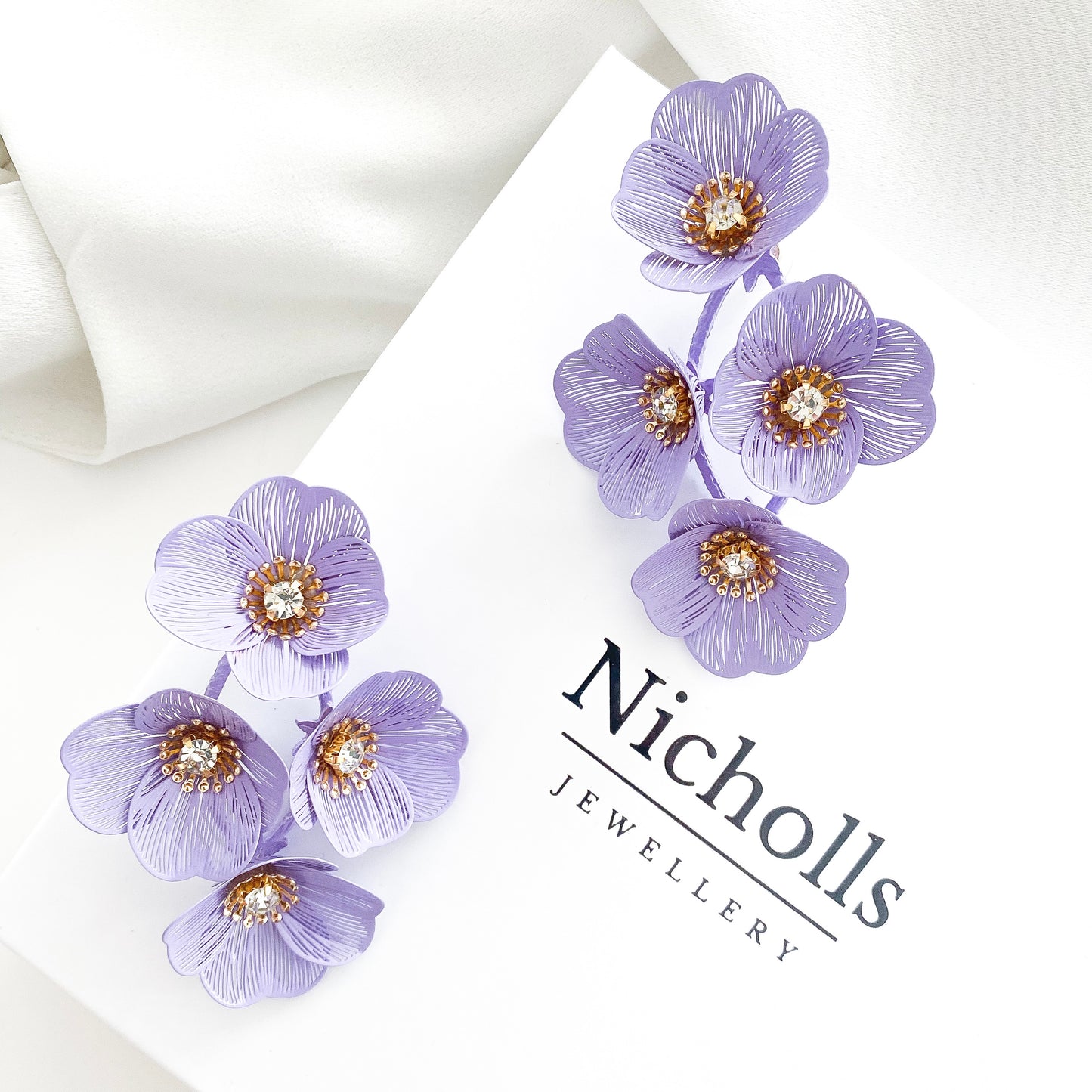 Large Statement Lilac Flower Earrings