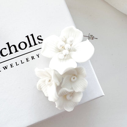 Marigold Cluster Porcelain Flower Earrings