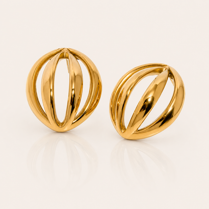 Round Cut Out Hollow Gold Earrings