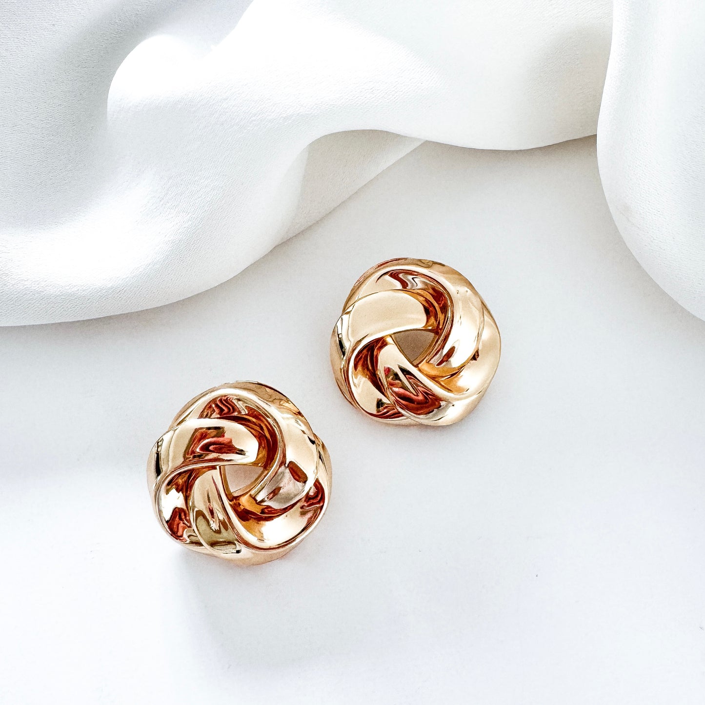 Gold Knot Statement Earrings | Lightweight Chunky Gold Stud Earrings