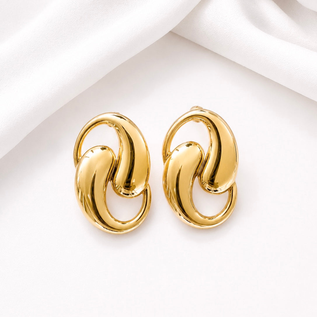 Sculptural Gold Statement Earrings | Waterproof 18k Gold PVD Earrings