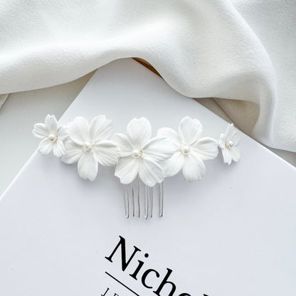Daisy Flower Polymer Clay Lightweight Bridal Wedding Comb