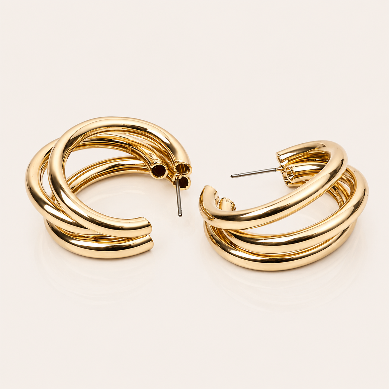 Triple Gold Hoop Earrings