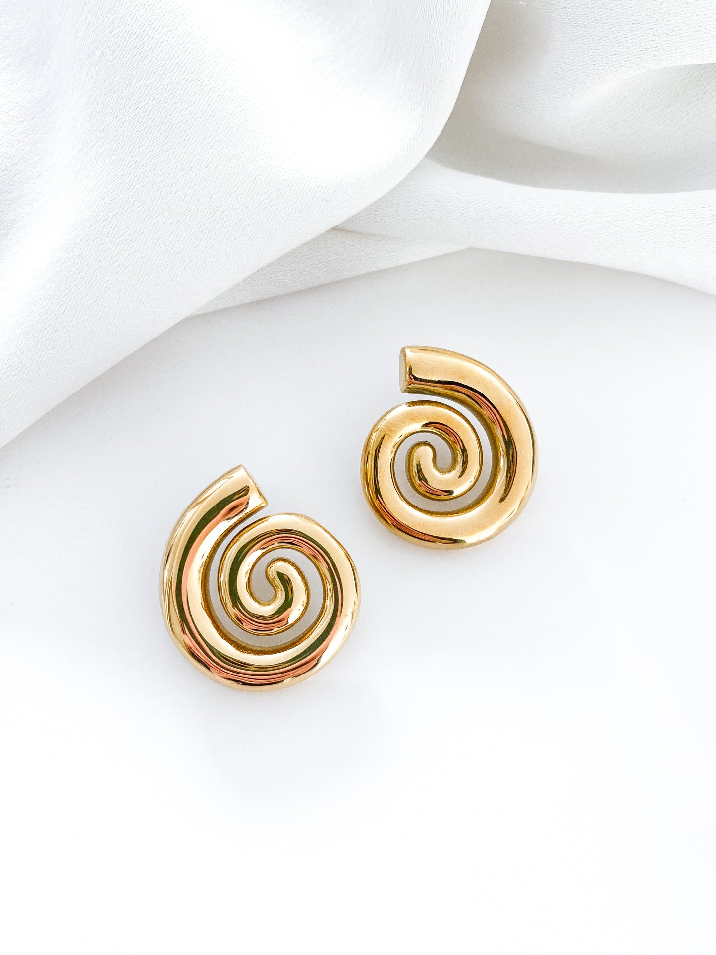 Spiral Gold Statement Earrings