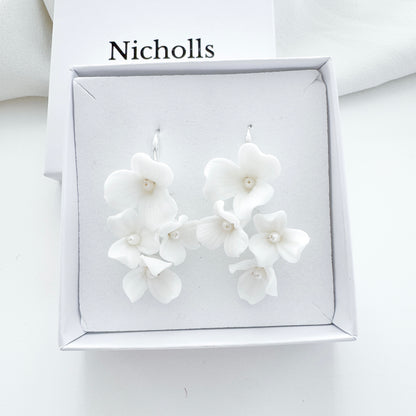 Porcelain Flower Hook Bridal Earrings