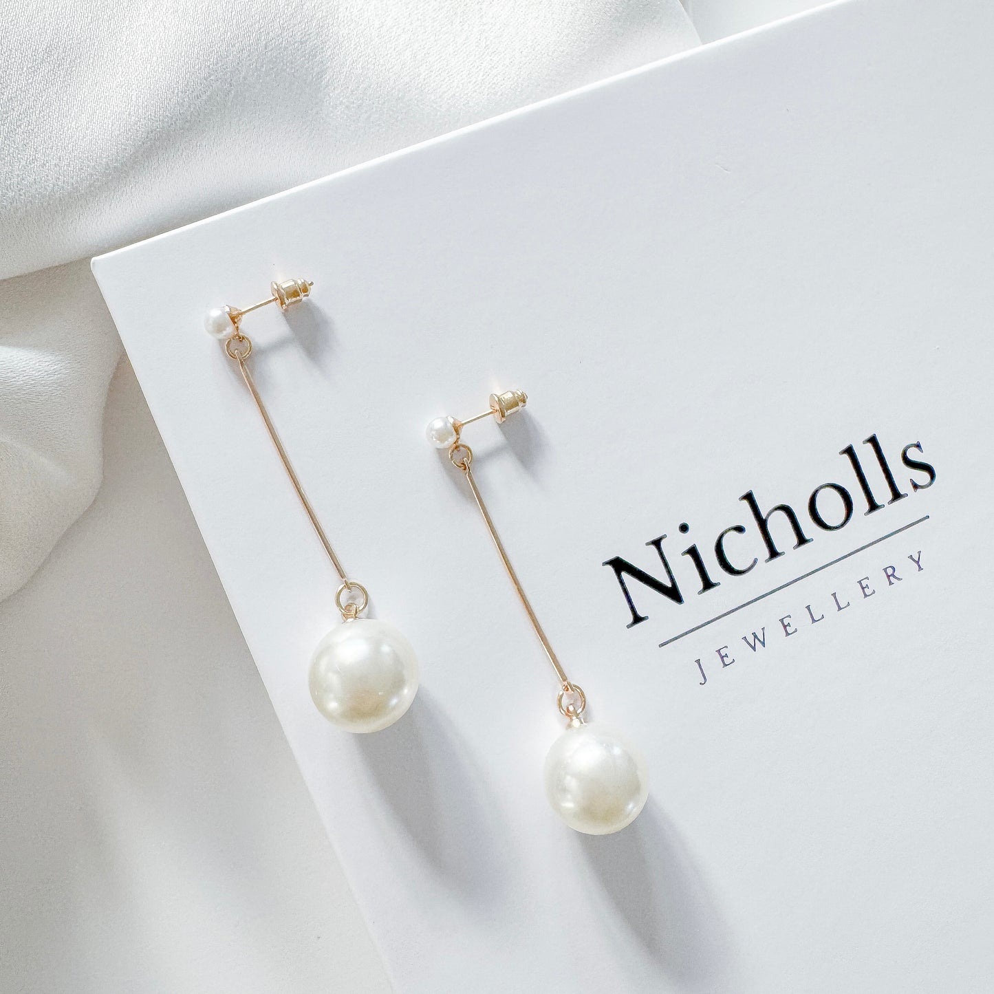 Dangle Pearl Ball 18k Gold Plated Statement Earrings