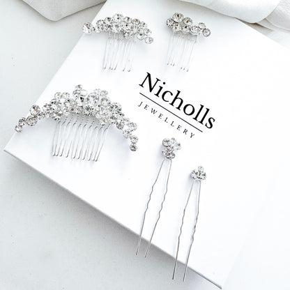 Bridal Rhinestone Hair Comb & Pins Set – Glamorous Wedding Hair Accessories