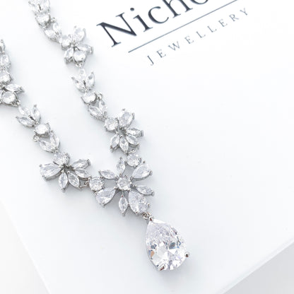 Always Crystal Flower Necklace and Earring Set