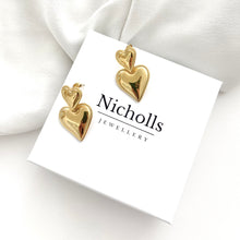 Load image into Gallery viewer, Double Heart Gold Earrings
