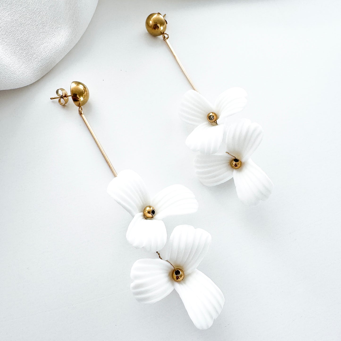 Fleur Double Porcelain Flower Dangle Earrings