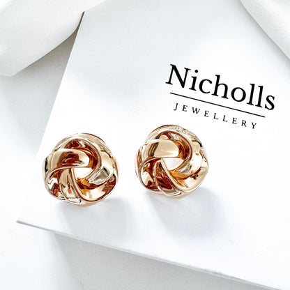 Gold Knot Statement Earrings | Lightweight Chunky Gold Stud Earrings