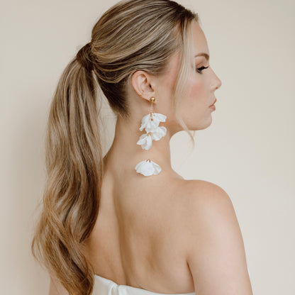 White Fresh Soft Petal Flower Earrings