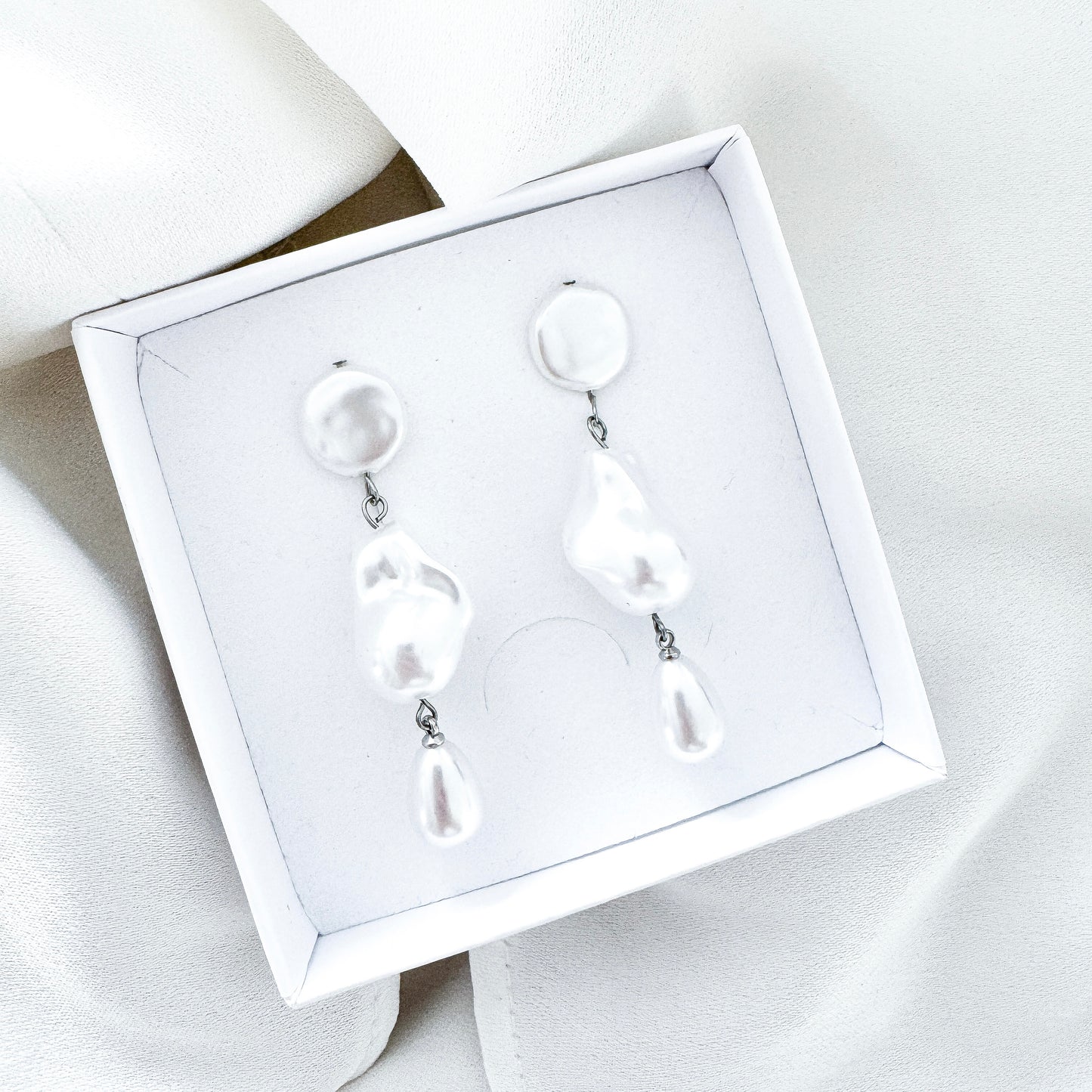 Imitation Pearl Silver Cloud Dreamer Statement Earrings