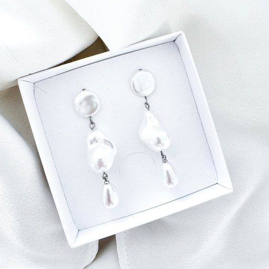 Imitation Pearl Silver Cloud Dreamer Statement Earrings