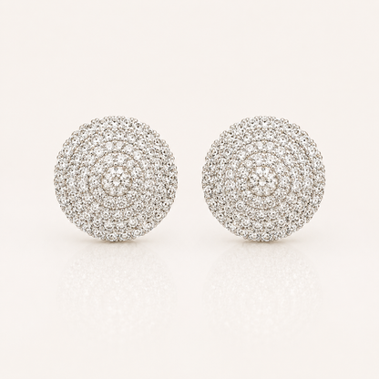 Rhinestone Crystal Sparkly Stud Earrings – Round Party & Bridal Statement Jewellery