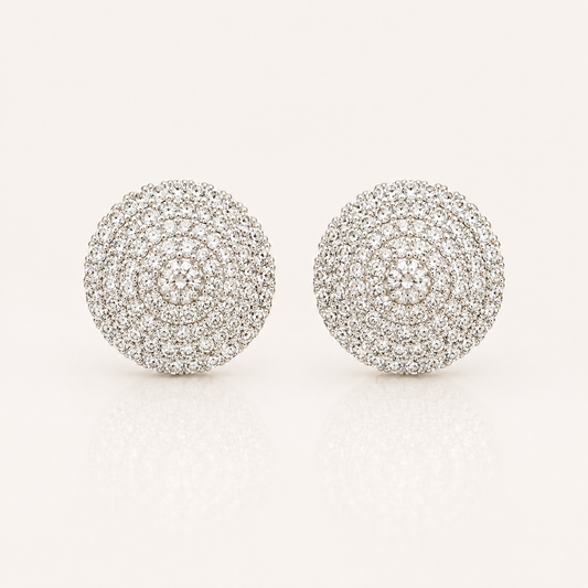 Rhinestone Crystal Sparkly Stud Earrings – Round Party & Bridal Statement Jewellery