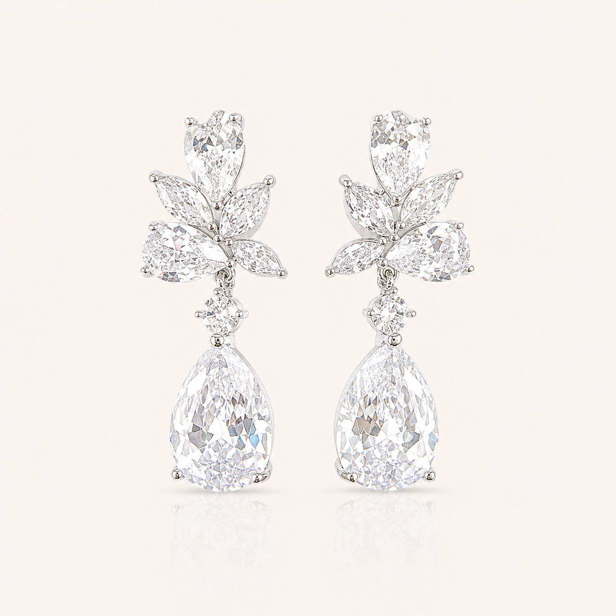 Adore Silver Flower Dangle Earrings