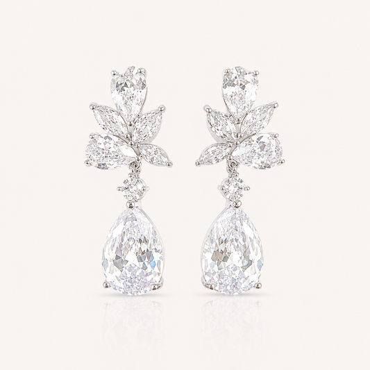 Adore Silver Flower Dangle Earrings