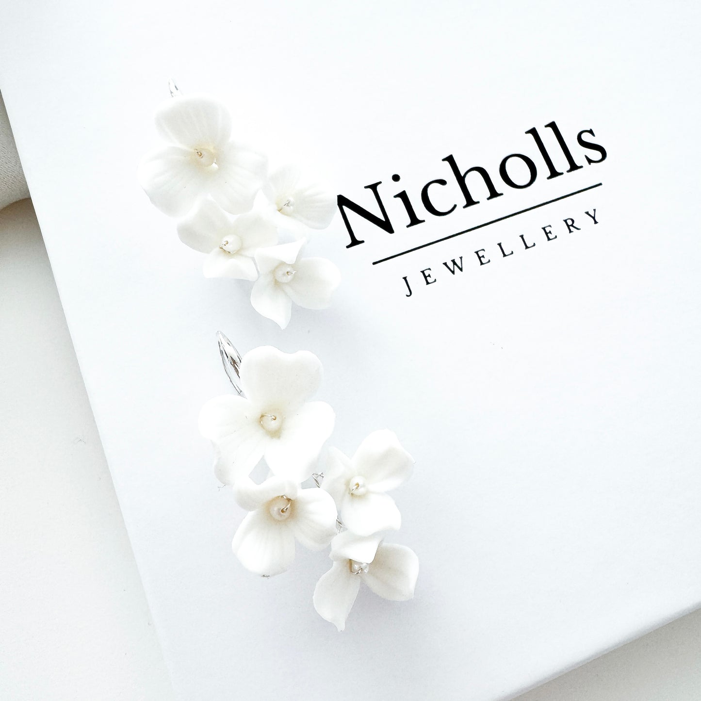 Porcelain Flower Hook Bridal Earrings
