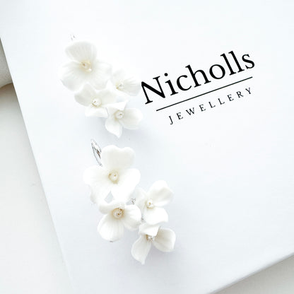 Porcelain Flower Hook Bridal Earrings