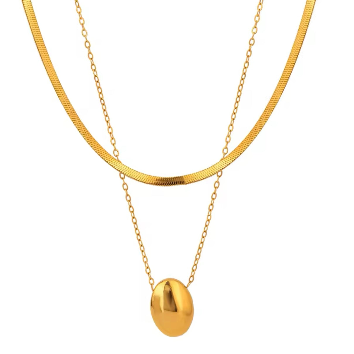 Golden Horizon Layered Oval Necklace