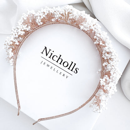 Handmade Boho Bridal Headpiece | White Seed Bead Wedding Hair Accessory