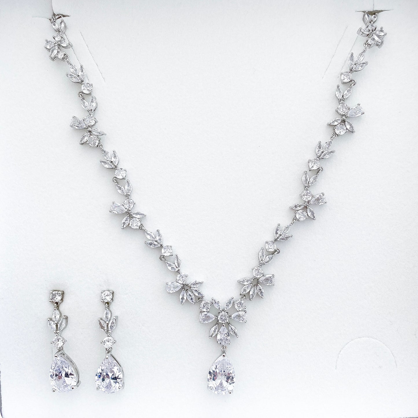 Always Crystal Flower Necklace and Earring Set