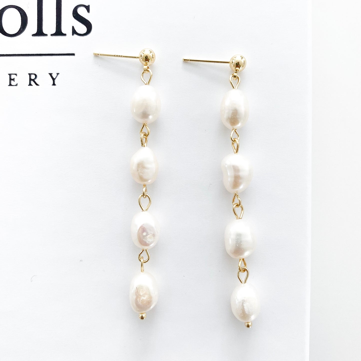 14k Gold Plated, Freshwater Pearl Drop Earrings – Gold Dainty Bridal & Christmas Jewellery | Elegant Handmade Gift for Her