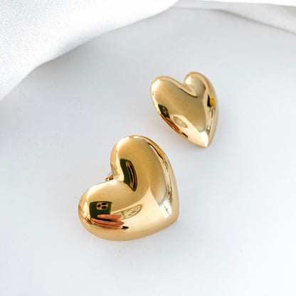 Statement Bold Gold Heart Earrings
