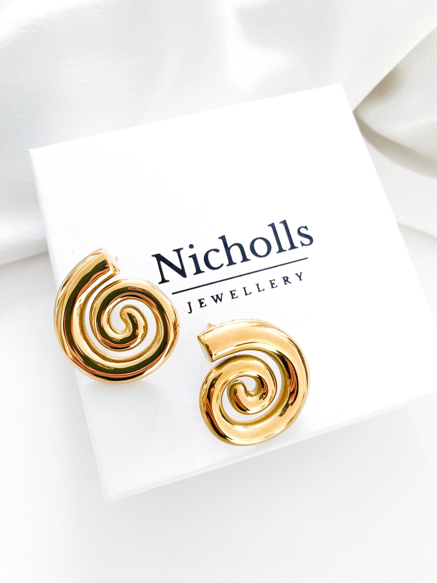 Spiral Gold Statement Earrings