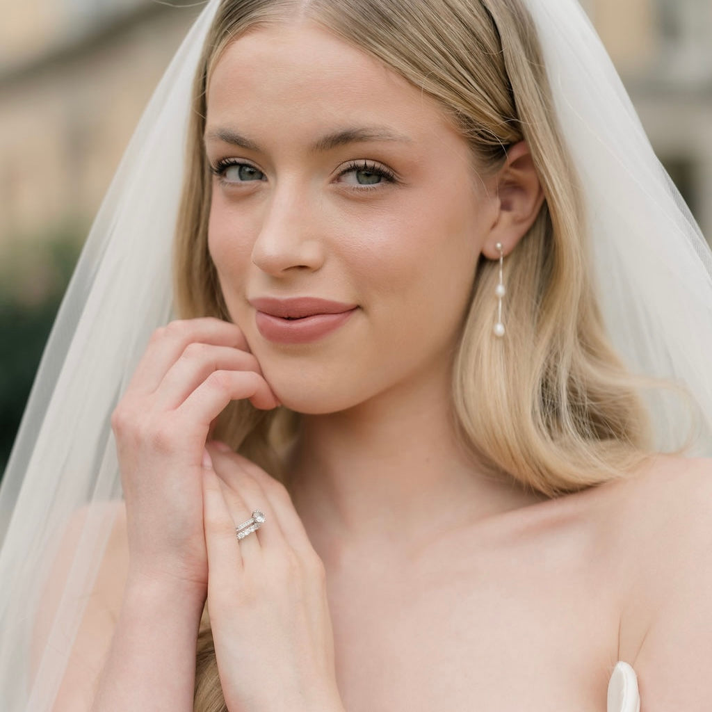 Dainty Silver Freshwater Pearl Drop Earrings - Special Occasion Earrings