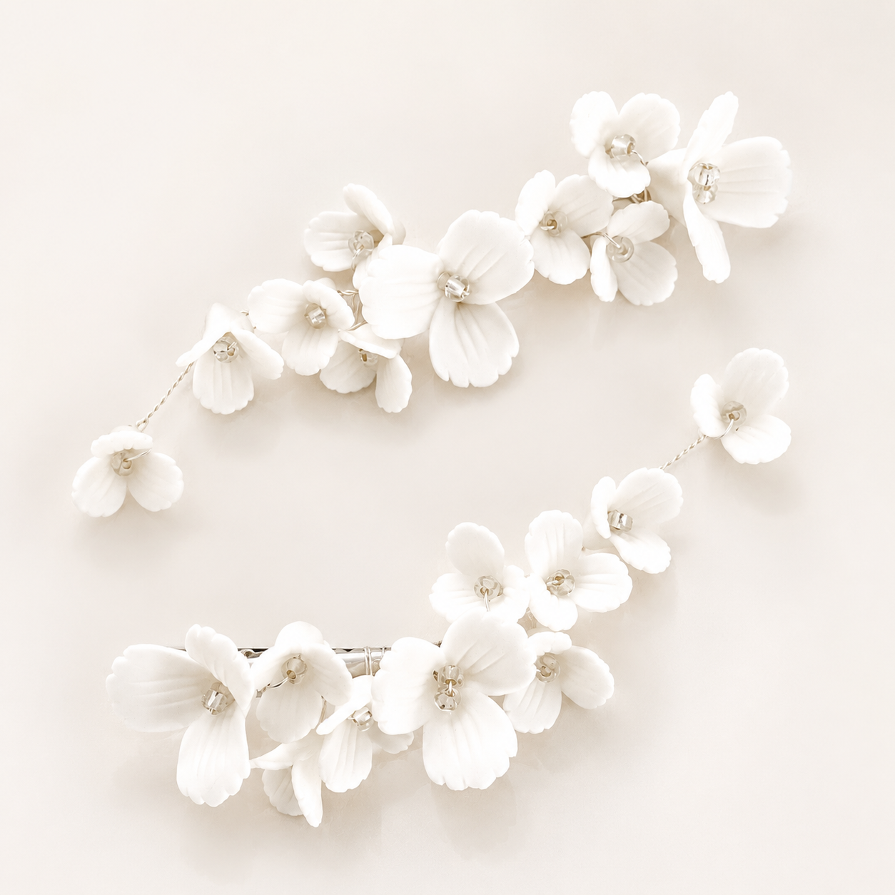 Blossom Flower Porcelain Hair Clips