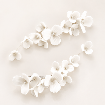 Blossom Flower Porcelain Hair Clips