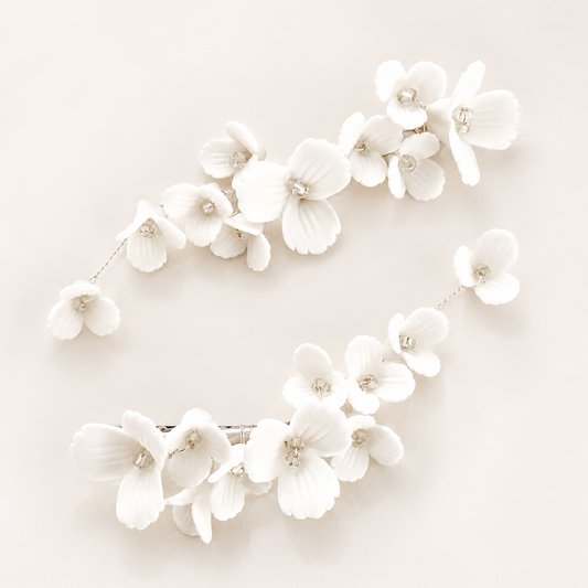 Blossom Flower Porcelain Hair Clips