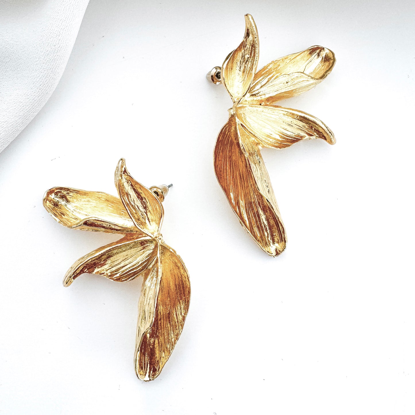 Gold Petal Statement Earrings – Bird of Paradise Inspired Summer Earrings