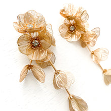 Load image into Gallery viewer, Waterfall Statement Gold Flower Earrings
