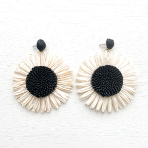Boho Woven Black and White Sunflower