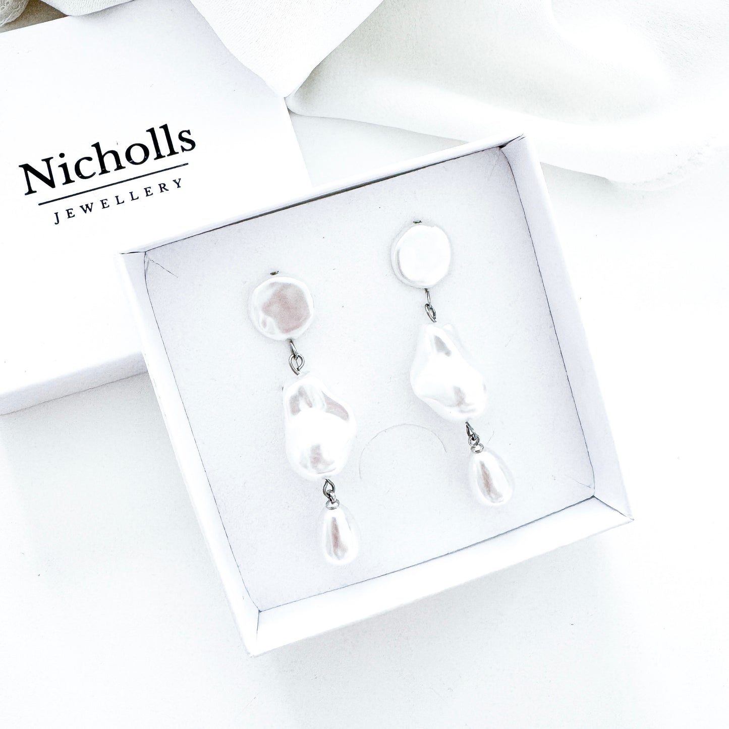 Imitation Pearl Silver Cloud Dreamer Statement Earrings