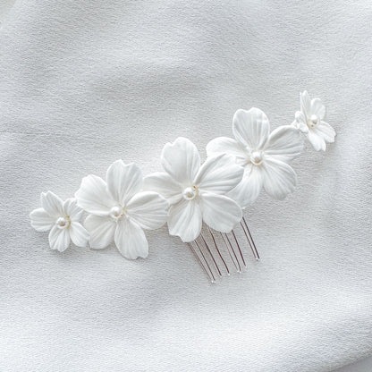 Daisy Flower Polymer Clay Lightweight Bridal Wedding Comb
