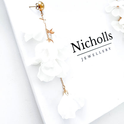 White Fresh Soft Petal Flower Earrings