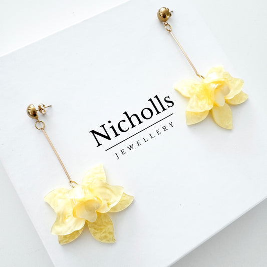 Francoise Sunshine Yellow Flower Dangle Statement Earrings