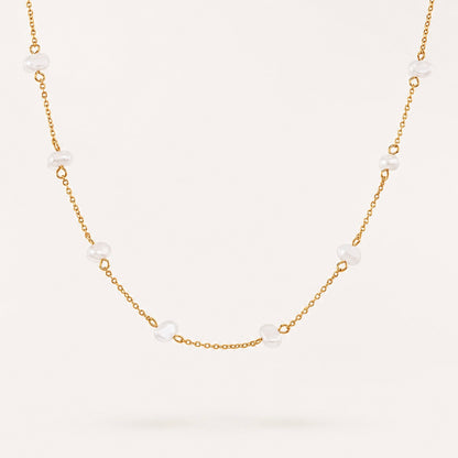 Delicate Freshwater Pearl Necklace | 18k Gold Pearl Necklace