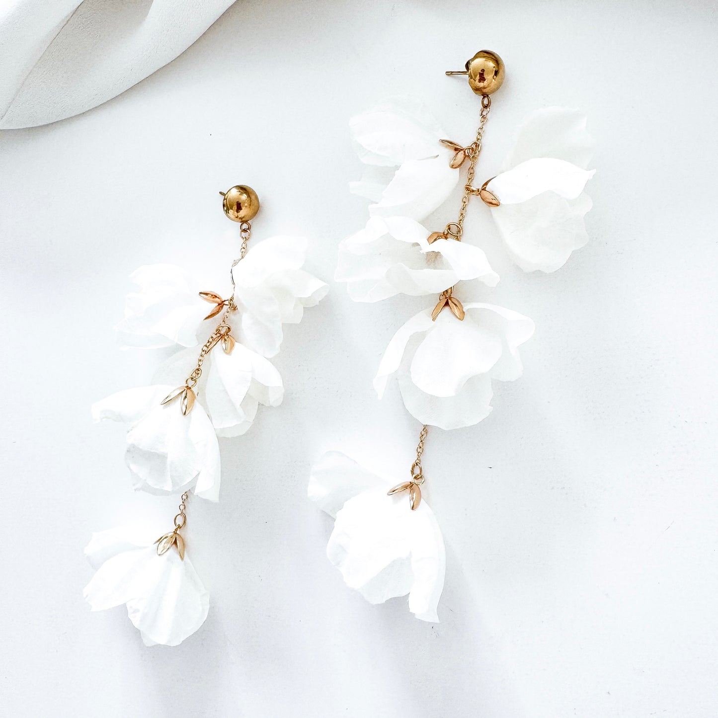 White Fresh Soft Petal Flower Earrings